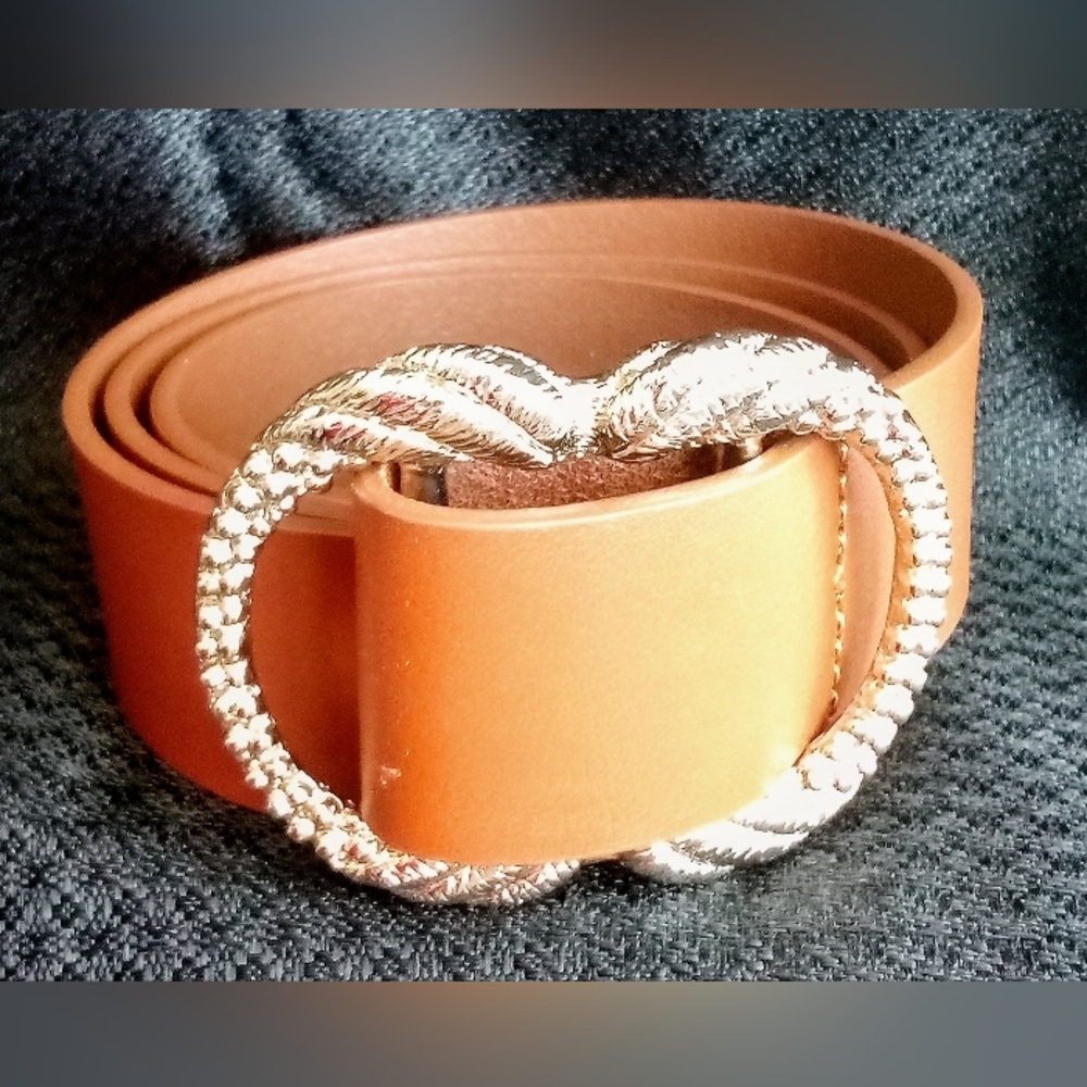 Gold and Brown Belt with Decorative Buckle